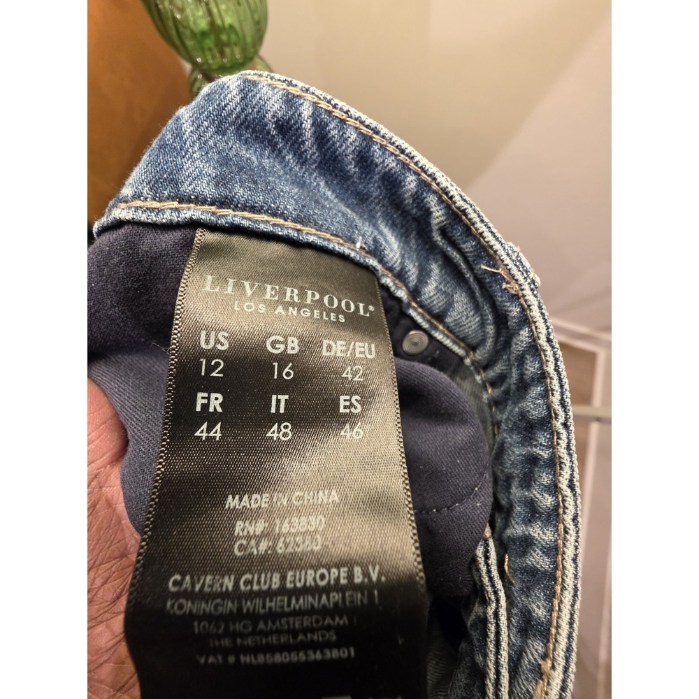 Liverpool Los Angeles Jeans Womens 12/36 Blue Straight Distressed - Picture 9 of 16